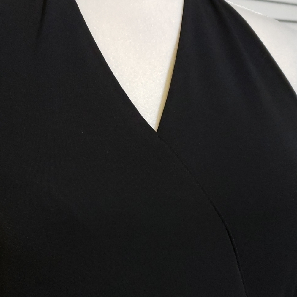 Style & Co Black Halter Dress M Tiered Skirt EUC - Picture 5 of 8